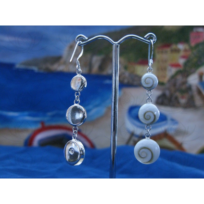 LE 0018 Earrings Shiva Eye Shell Silver