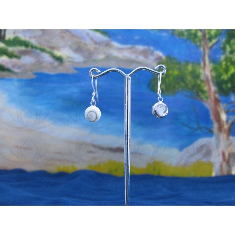 LE 0023r Earrings Shiva Eye Shell Silver