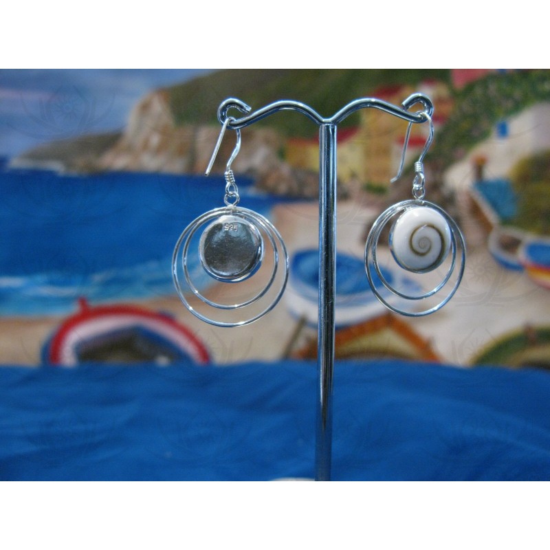 LE 0054 Earrings Shiva Eye Shell Silver