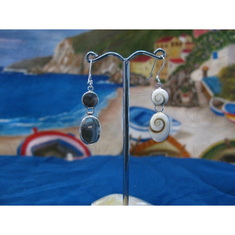 LE 0056 Earrings Shiva Eye Shell Silver