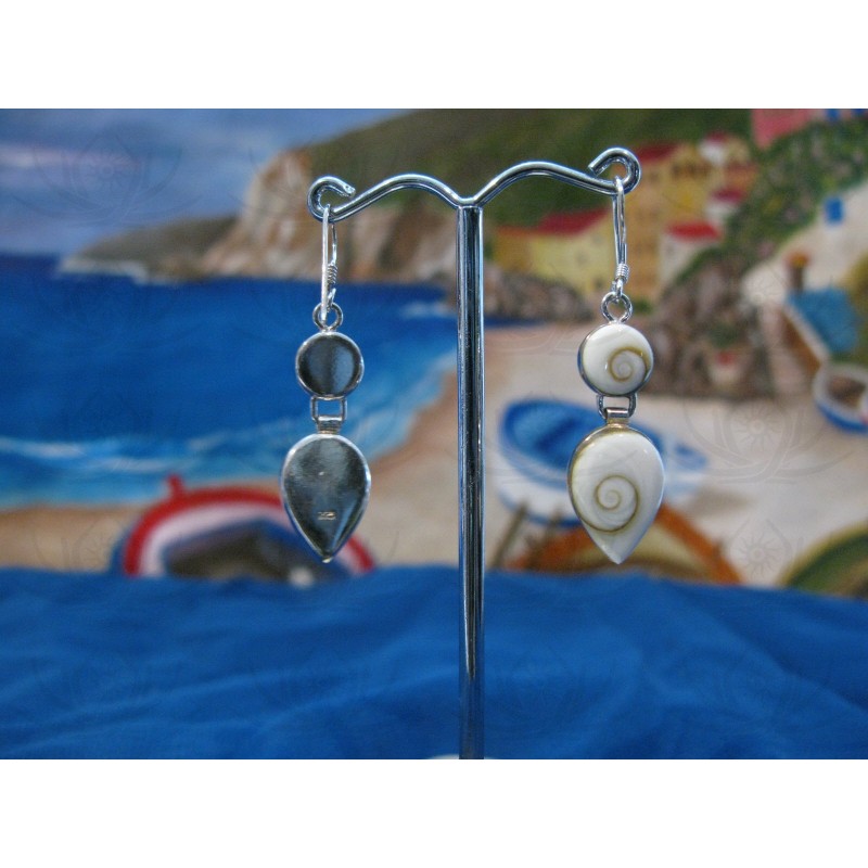 LE 0068 Earrings Shiva Eye Shell Silver