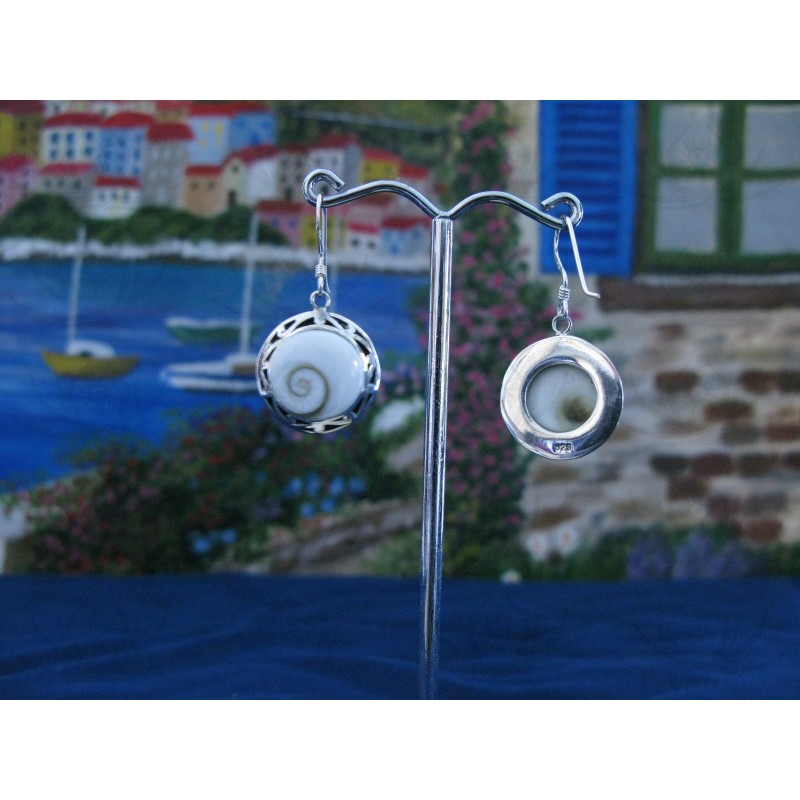 LE 0069 Earrings Shiva Eye Shell Silver