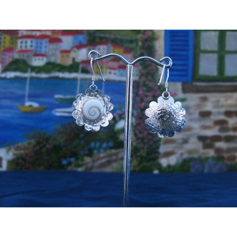 LE 0071 Earrings Shiva Eye Shell Silver