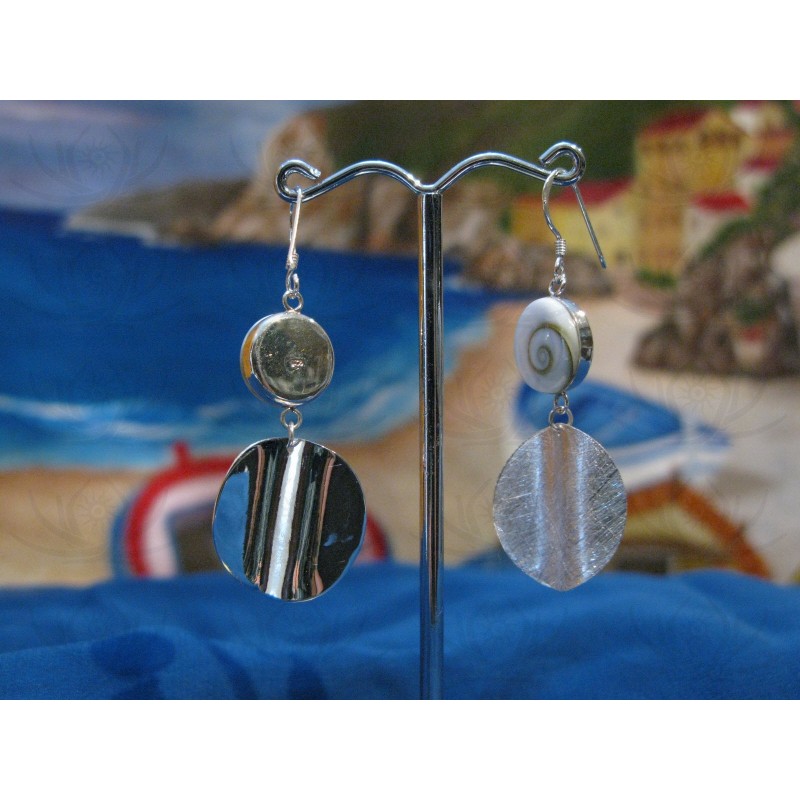 LE 0076 Earrings Shiva Eye Shell Silver