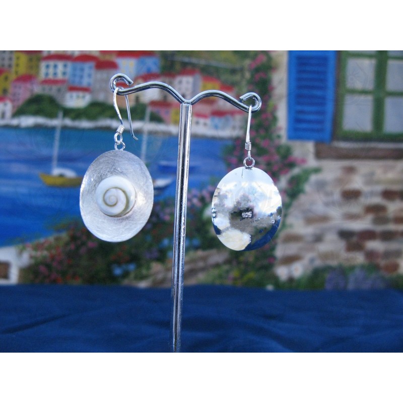 LE 0080 Earrings Shiva Eye Shell Silver