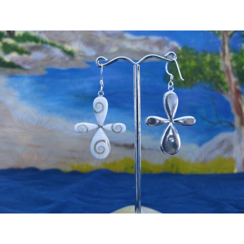 LE 0087 Earrings Shiva Eye Shell Silver