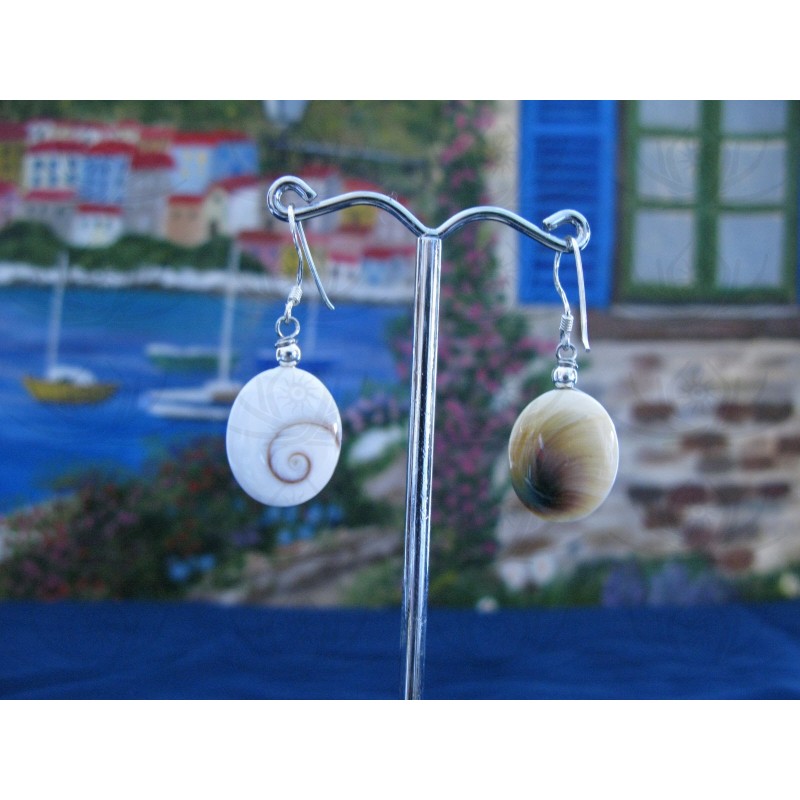 LE 0102 Earrings Shiva Eye Shell Silver