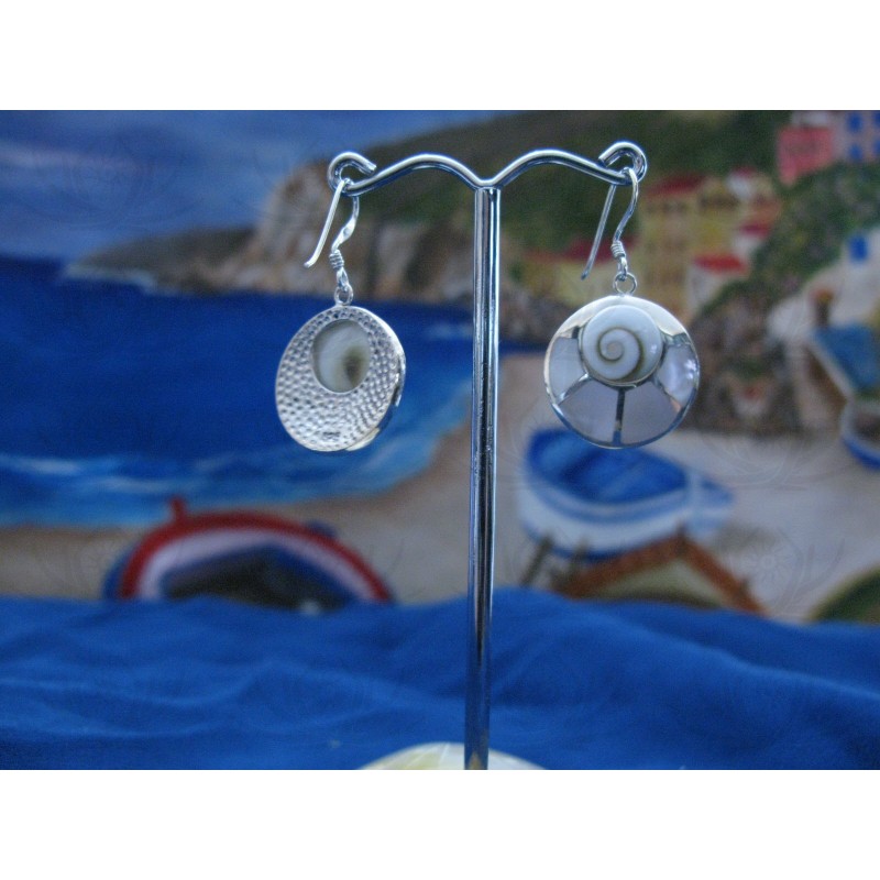 LE 0104 Earrings Shiva Eye Shell Silver