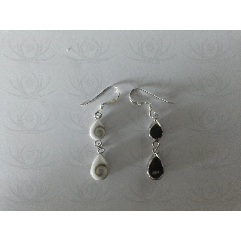Orecchini Pendenti In Madreperla E Argento 925 – NKlaus 15767 – Motivo A Occhio Shiva – 28x13mm