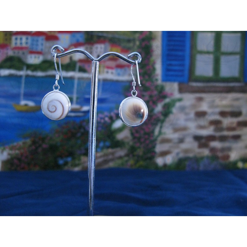 LE 0274 Earrings Shiva Eye Shell Silver