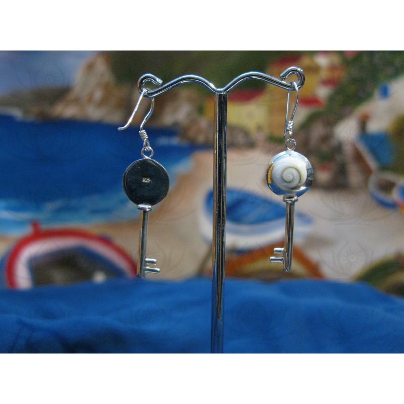 LE 0284 Earrings Shiva Eye Shell Silver