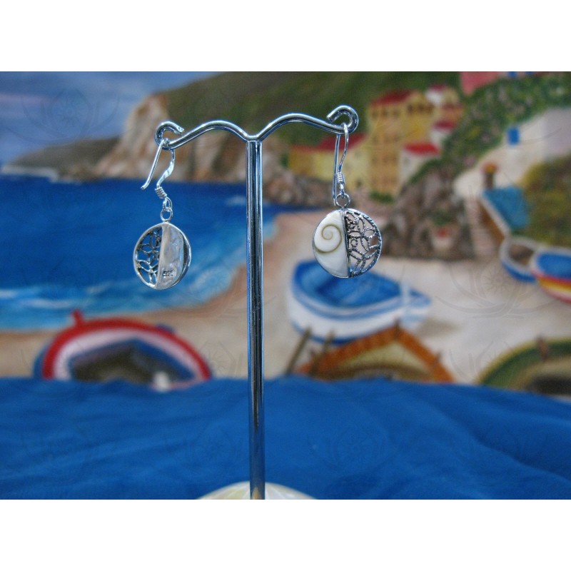 LE 0297 Earrings Shiva Eye Shell Silver