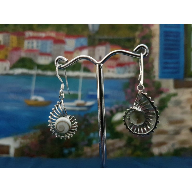 LE 0306 Earrings Shiva Eye Shell Silver