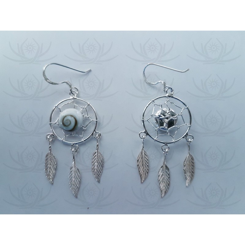 Shivaauge Emaille Blume grün Silberohrring Ohrring Ohrhänger 925er Sterling Silber Shiva Auge Damen main image 1