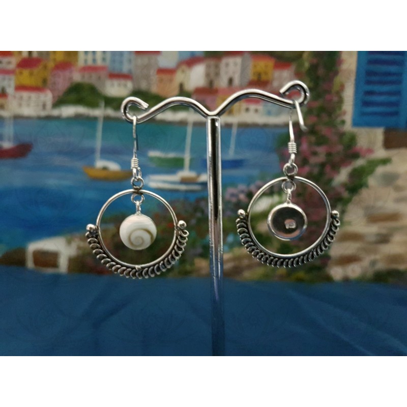 LE 0381 Earrings Shiva Eye Shell Silver