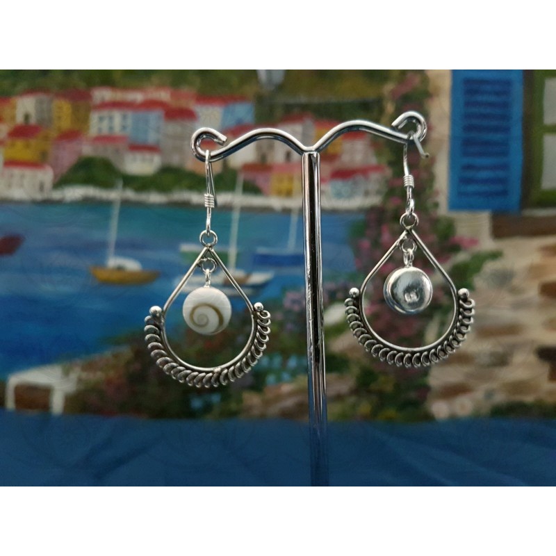 LE 0382 Earrings Shiva Eye Shell Silver